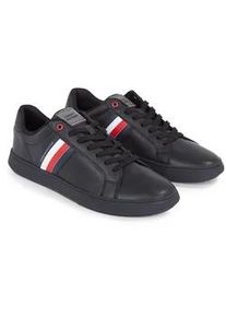 Sneaker Tommy Hilfiger "ESSENTIAL LEATHER CUPSOLE" Gr. 46, schwarz Herren Schuhe mit typischen Streifen, Freizeitschuh, Halbschuh, Schnürschuh