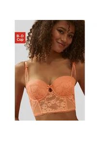 Corsage Lascana Gr. 90, Cup B, orange (mandarine) Damen Corsagen mit edler Spitze und feinem Glitzeraccessoire