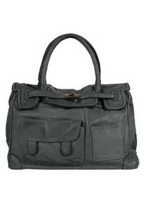 Shopper Samantha Look Gr. B/H/T: 41cm x 29cm x 16cm onesize, grau Damen Taschen echt Leder, Made in Italy