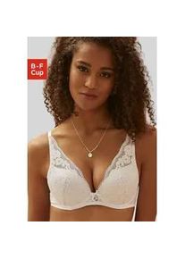 Push-up-BH Lascana Gr. 70, Cup C, weiß Damen BHs aus blumiger Spitze im High-Apex Schnitt, Dessous