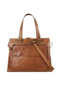 SPIKES & SPARROW Shopper SPIKES & SPARROW "LAPTOP SHOULDERBAG" Gr. B/H/T: 39cm x 28cm x 9cm onesize, braun (cognac) Damen Taschen echt Leder