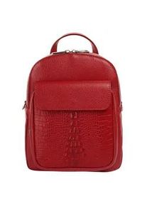 Cityrucksack CLUTY, Damen, Gr. B/H/T: 26cm x 22cm x 9cm, onesize, rot, Leder, Rindsleder, Rucks&auml;cke Cityrucksack, echt Leder, Made in Italy