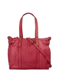 Shopper Samantha Look Gr. B/H/T: 40cm x 32cm x 18cm onesize, rot Damen Taschen echt Leder, Made in Italy