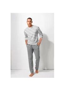 H.I.S. Pyjama H.I.S Gr. 48/50 (M), grau (grau-creme) Herren Homewear-Sets mit garngefärbten Streifen