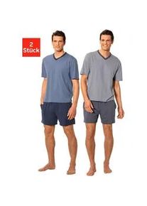 Shorty Le Jogger Gr. 48/50, blau (blau, marine, grau, anthrazit) Herren Homewear-Sets mit garngefärbtem Streifen