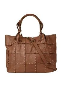 Shopper Samantha Look Gr. B/H/T: 36cm x 26cm x 19cm onesize, braun (cognac) Damen Taschen echt Leder, Made in Italy