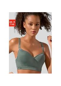 Sport-Push-up-BH Lascana ACTIVE Gr. 80, Cup B, grün (khaki) Damen BHs mit Bügel eingearbeiteten Kissen