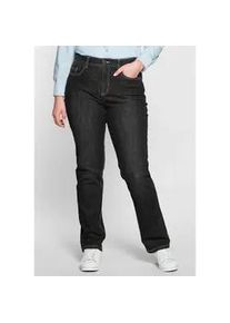 Stretch-Jeans sheego "Große Größen" Gr. 44, Normalgrößen, schwarz (schwarz denim) Damen Jeans Bauch-weg-Effekt