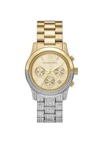 Chronograph Michael Kors "RUNWAY, MK7329" Armbanduhren goldfarben (silbergoldfarben) Damen Quarzuhr, Armbanduhr, Damenuhr, Stoppfunktion, Edelstahlarmband