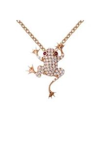 Kette mit Anhänger Firetti "Schmuck Geschenk Silber 925 Halsschmuck Halskette Ankerkette Frosch" Halsketten Gr. Silber 925 (Sterlingsilber), L: 45cm, rosegold (roségoldfarben, weiß, rot) Damen Made in Germany - mit Zirkonia (synth.)