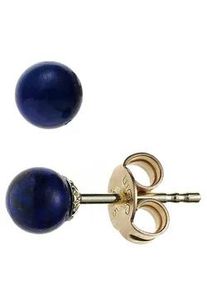 Paar Ohrstecker Jobo Ohrringe Gr. Gelbgold 585, gelb (gelbgold 585) Damen 585 Gold mit Lapislazuli