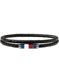 Armband Tommy Hilfiger "Schmuck Edelstahl Armschmuck Wickelarmband" Armbänder Gr. Edelstahl-Leder, schwarz (edelstahlfarben, blau, rot, weiß, schwarz) Herren mit Emaille