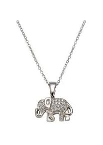 Kette mit Anhänger Firetti "Schmuck Geschenk Silber 925 Halsschmuck Halskette Ankerkette Elefant" Halsketten Gr. Silber 925 (Sterlingsilber), L: 47cm, silberfarben (silberfarben, kristallweiß) Damen mit Zirkonia (synth.)