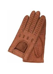 Lederhandschuhe Gretchen "Womens Peccary Driving Gloves" Gr. 7, braun (bronzefarben) Damen Handschuhe in klassischem Autohandschuh-Design