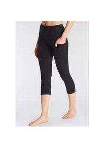 3/4-Leggings Lascana ACTIVE Gr. 48/50, N-Gr, schwarz Damen Hosen mit Handytasche, Loungewear