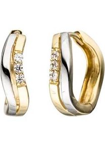 Paar Creolen Jobo Ohrringe Gr. Gelbgold 333, goldfarben (gelbgold 333) Damen 333 Gold bicolor mit Zirkonia