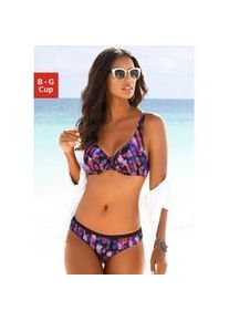 Globo Bügel-Bikini-Top LASCANA "Sensation" Gr. 44, Cup D, bunt (schwarz, bedruckt) Damen Bikini-Oberteile Ocean Blue