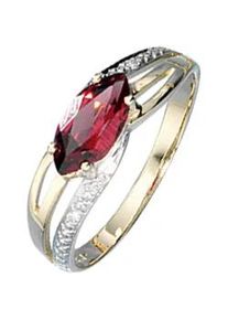 Diamantring Jobo Fingerringe Gr. 52, P1 = bei 10-facher Vergrößerung erkennbare Einschlüsse, Gelbgold 585-Diamanten, gelb (gelbgold 585) Damen 585 Gold bicolor mit Granat und 2 Diamanten