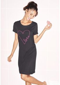 Vivance Dreams Bigshirt grau Gr. 44/46 für Damen. Rundhals und Druck. Bequem. Nachhaltig.