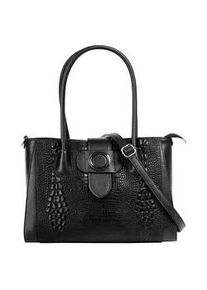 Shopper CLUTY Gr. B/H/T: 30cm x 23cm x 12cm onesize, schwarz Damen Taschen echt Leder, Made in Italy