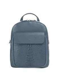 Cityrucksack CLUTY Gr. B/H/T: 26cm x 22cm x 9cm, blau Rucksäcke echt Leder, Made in Italy