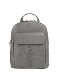 Cityrucksack CLUTY Gr. B/H/T: 26cm x 22cm x 9cm, grau Rucksäcke echt Leder, Made in Italy