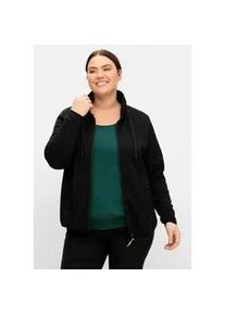 Fleecejacke sheego "Große Größen" Gr. 44/46, schwarz Damen Jacken aus funktionalem Strickfleece