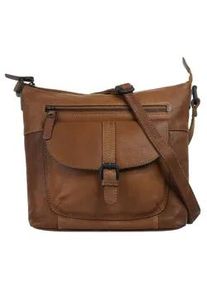 XZONE Umhängetasche X-ZONE Gr. B/H/T: 25cm x 24cm x 6cm onesize, braun (cognac) Damen Taschen echt Leder