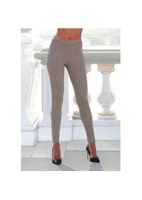 Leggings Lascana Gr. 40/42, N-Gr, schwarz (schwarz beige weiß gemustert) Damen Hosen mit eingestricktem allover Design