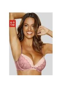 Push-up-BH Lascana "Belinda" Gr. 85, Cup C, rosegold (rose, pfirsich) Damen BHs Cups aus schöner Satinware mit Spitze überzogen, sexy Dessous