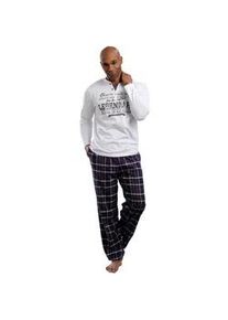 H.I.S. Pyjama H.I.S Gr. 48/50, bunt (weiß, marine, kariert) Herren Homewear-Sets mit Flanellhose