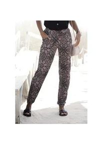 Jerseyhose Lascana Gr. 34, N-Gr, bunt (bedruckt) Damen Hosen mit Alloverdruck und Taschen, gerade Beinform, Strandhose, elastisch