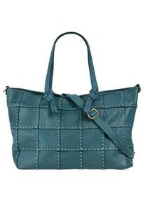 Shopper Samantha Look Gr. B/H/T: 48cm x 30cm x 13cm onesize, blau Damen Taschen echt Leder, Made in Italy