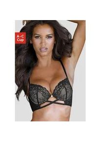 Push-up-BH JETTE Gr. 70, Cup C, braun (schwarz, toffee) Damen BHs mit extra dicken Kissen für maximales Volumen, sexy Dessous