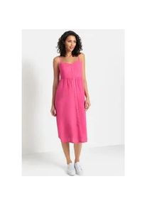 Sommerkleid Lascana Gr. 38, N-Gr, pink Damen Kleider aus Leinenmix mit Zierknopfleiste, Midikleid, Strandkleid