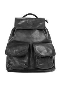 Cityrucksack CLUTY Gr. B/H/T: 32cm x 28cm x 12cm, schwarz Rucksäcke echt Leder, Made in Italy