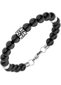 Armband Jobo Armbänder Gr. Edelstahl, silberfarben (edelstahlfarben) Herren Edelstahl mit Onyx 21 cm