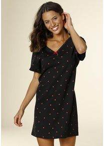 Vivance Dreams Nachthemd mehrfarbig Gr. 32/34 für Damen. Mit Zierschleife und Allover-Druck. Bequem. Nachhaltig.