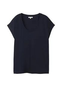 Tom Tailor Damen Basic T-Shirt, blau, Uni, Gr. XXL