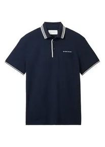 Tom Tailor Herren Poloshirt mit Brusttasche, blau, Logo Print, Gr. XXL