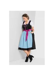 Dirndl sheego "Große Größen" Gr. 42, Normalgrößen, bunt (schwarz-türkis) Damen Kleider mit Schürze und Bluse 3tlg.