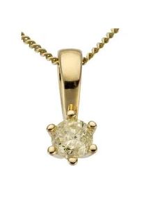 Ketten-Anhänger Firetti "Schmuck Geschenk Gold 750 Halsschmuck Anhänger Halskette Solitär" Schmuckanhänger Gr. 0,2 ct P2 = erkennbare Einschlüsse, Gelbgold 750-Diamanten, 0,7 g, goldfarben (gelbgoldfarben, gw=getöntes, weiß) Damen mit Brillant in Krappenfassung