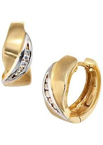 Paar Creolen Jobo Ohrringe Gr. Gelbgold 333, goldfarben (gelbgold 333) Damen 333 Gold bicolor mit Zirkonia