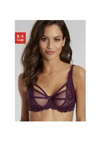 Bügel-BH JETTE Gr. 85, Cup C, lila (aubergine) Damen BHs mit aufregendem Bänder-Design, sexy Dessous, Reizwäsche