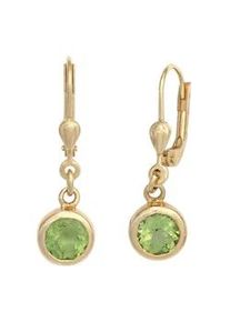 Paar Ohrhänger Jobo Ohrringe Gr. Gelbgold 585, gelb (gelbgold 585) Damen rund 585 Gold mit Peridot