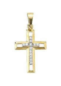 Kreuz-Anhänger Jobo "Anhänger Kreuz" Schmuckanhänger Gr. Gelbgold 333, goldfarben (gelbgold 333) Damen 333 Gold mit Zirkonia