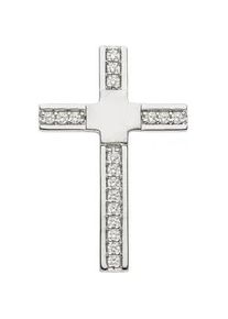 Kreuz-Anhänger Jobo "Anhänger Kreuz" Schmuckanhänger Gr. Silber 925 (Sterlingsilber), silberfarben (silber 925, weiß) Damen 925 Silber mit 18 Zirkonia