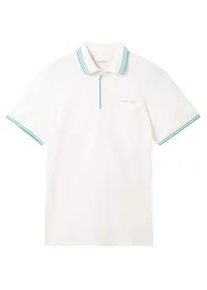 Tom Tailor Herren Poloshirt mit Brusttasche, weiß, Logo Print, Gr. XXL