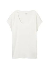Tom Tailor Damen Basic T-Shirt, weiß, Uni, Gr. XXL