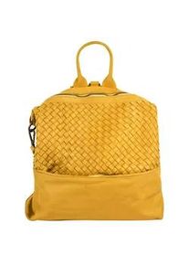 Cityrucksack Samantha Look Gr. B/H/T: 31cm x 31cm x 9cm, gelb Rucksäcke echt Leder, Made in Italy